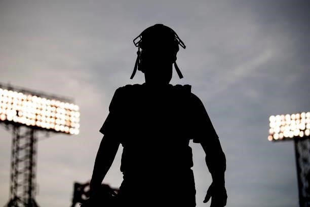 Christian Vazquez of the Boston Red Sox looks on before a game against the Houston Astros on June 9, 2021 at Fenway Park in Boston, Massachusetts.