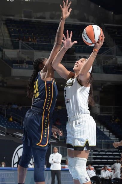 Candace Parker of the Chicago Sky shoots the ball against the Indiana Fever on June 9, 2021 at the Wintrust Arena in Chicago, Illinois. NOTE TO USER:...