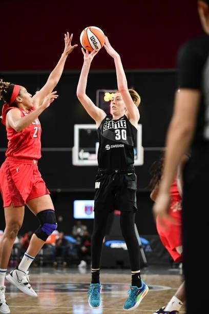 Breanna Stewart of the Seattle Storm shoots the ball during the game against the Atlanta Dream on June 9, 2021 at Gateway Center Arena in College...