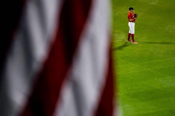 Hunter Renfroe of the Boston Red Sox looks on during the fifth inning of a game against the Houston Astros on June 9, 2021 at Fenway Park in Boston,...