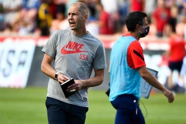 United States head coach Head Coach Gregg Berhalter looks on after a game against Costa Rica at Rio Tinto Stadium on June 09, 2021 in Sandy, Utah.
