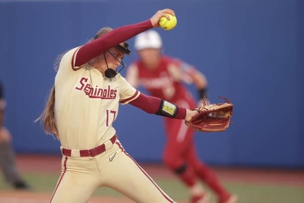 Emma Wilson of the Florida St. Seminoles pitches during the Division I Women's Softball Championship held at ASA Hall of Fame Stadium on June 9, 2021...