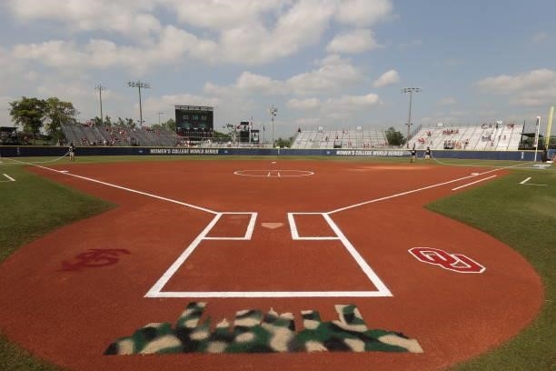 General view of the field during the Division I Women's Softball Championship held at ASA Hall of Fame Stadium on June 9, 2021 in Oklahoma City,...