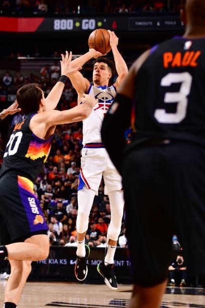 Michael Porter Jr. #1 of the Denver Nuggets shoots the ball against the Phoenix Suns during Round 2, Game 2 of the 2021 NBA Playoffs on June 9, 2021...