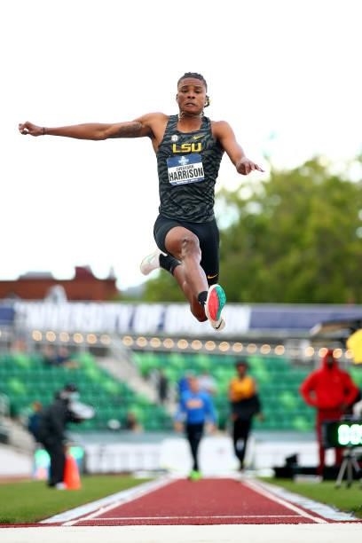 JuVaughn Harrison of the LSU Tigers wins the long jump competition during the Division I Men's and Women's Outdoor Track & Field Championships held...