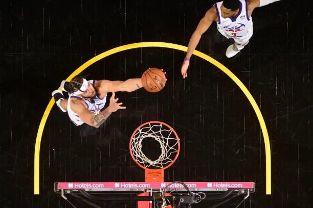 JaVale McGee of the Denver Nuggets shoots the ball against the Phoenix Suns during Round 2, Game 2 of the 2021 NBA Playoffs on June 9, 2021 at...