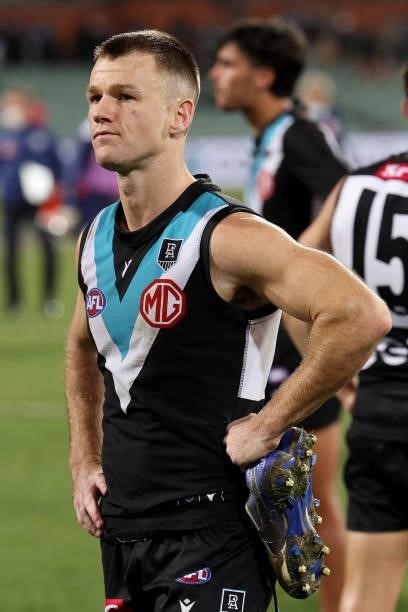 Robbie Gray of the Power after their loss during the 2021 AFL Round 13 match between the Port Adelaide Power and the Geelong Cats at Adelaide Oval on...