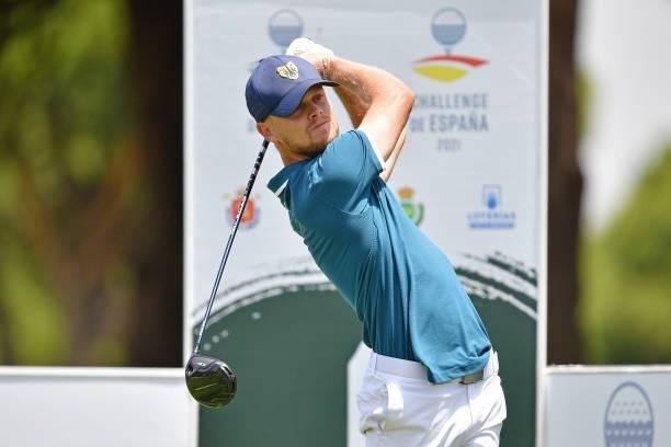 Hurly Long of Germany tees off on the first hole during Day One of the Challenge de Cadiz at Iberostar Real Club de Golf Novo Sancti Petri on June...