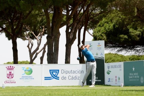 Victor Pastor of Spain tees off on the first hole during Day One of the Challenge de Cadiz at Iberostar Real Club de Golf Novo Sancti Petri on June...