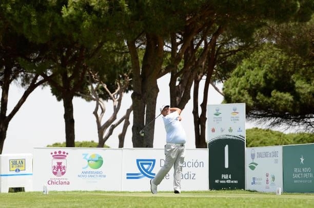 Ritchie of South Africa tees off on the first hole during Day One of the Challenge de Cadiz at Iberostar Real Club de Golf Novo Sancti Petri on June...