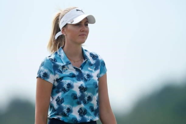 Olivia Cowan of Germany looks down the 4th hole during the first round of The Scandinavian Mixed Hosted by Henrik and Annika at Vallda Golf & Country...
