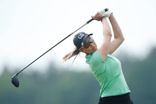Whitney Hillier of Australia tees off on the 4th hole during the first round of The Scandinavian Mixed Hosted by Henrik and Annika at Vallda Golf &...