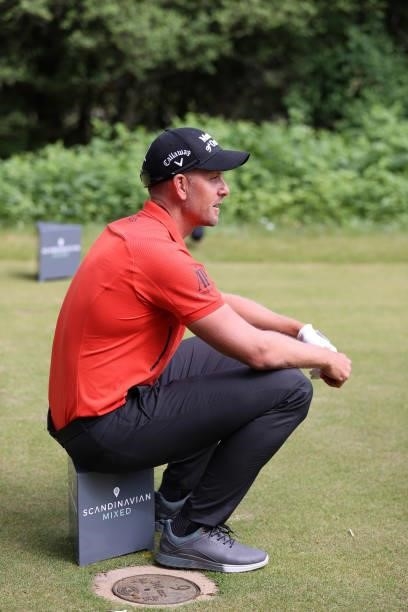 Henrik Stenson of Sweden waits on the 9th hole during the first round of The Scandinavian Mixed Hosted by Henrik and Annika at Vallda Golf & Country...