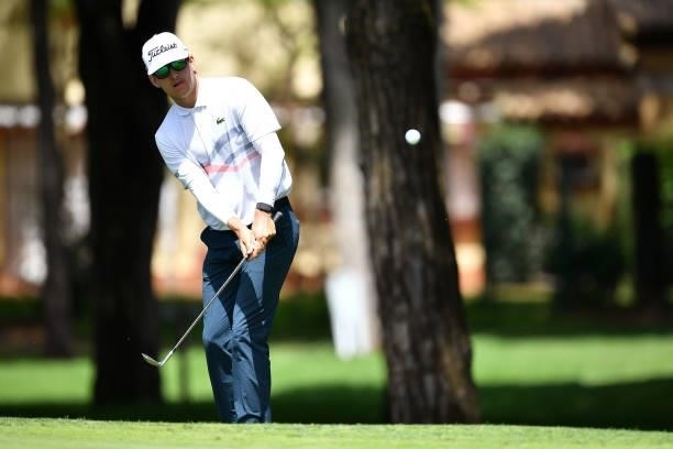 Yannik Paul of Germany plays his second shoot on the eighth hole during Day One of the Challenge de Cadiz at Iberostar Real Club de Golf Novo Sancti...