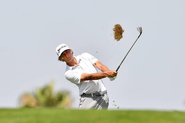 Peter Kuest of USA plays his second shoot on the sixth hole during Day One of the Challenge de Cadiz at Iberostar Real Club de Golf Novo Sancti Petri...