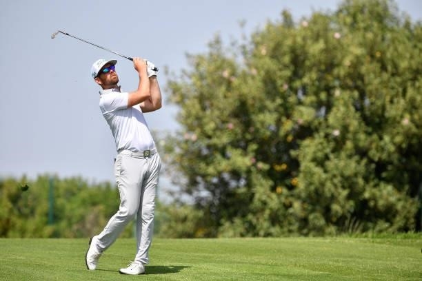 Stanislav Matus of Czech Republic plays his second shoot on the sixth hole during Day One of the Challenge de Cadiz at Iberostar Real Club de Golf...
