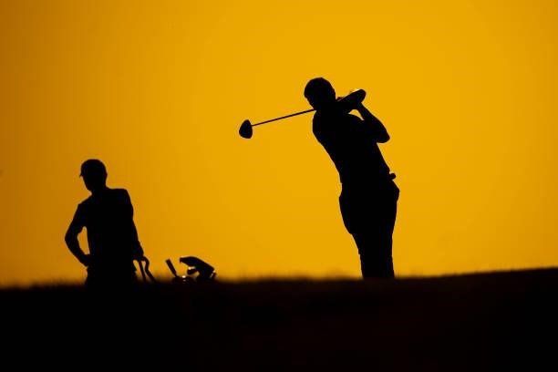 Per Langfors of Sweden tees off on the sixteenth hole during Day One of the Challenge de Cadiz at Iberostar Real Club de Golf Novo Sancti Petri on...