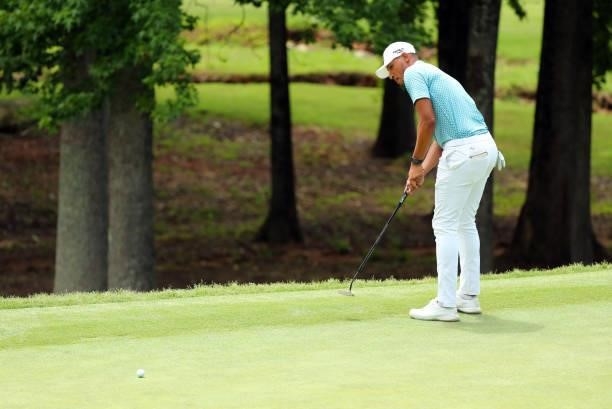 Chase Johnson putts on the 12th hole during the first round of the BMW Charity Pro-Am presented by Synnex Corporation at the Thornblade Club on June...