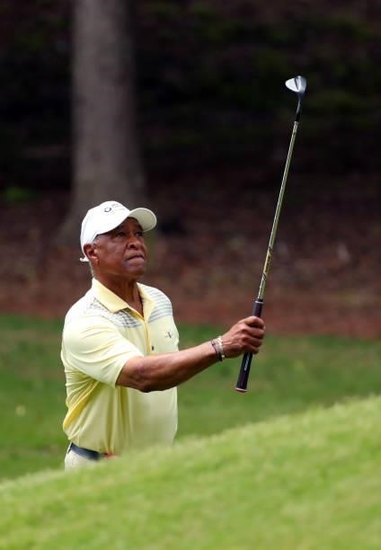 Ozzie Smith plays a shot on the 12th hole during the first round of the BMW Charity Pro-Am presented by Synnex Corporation at the Thornblade Club on...