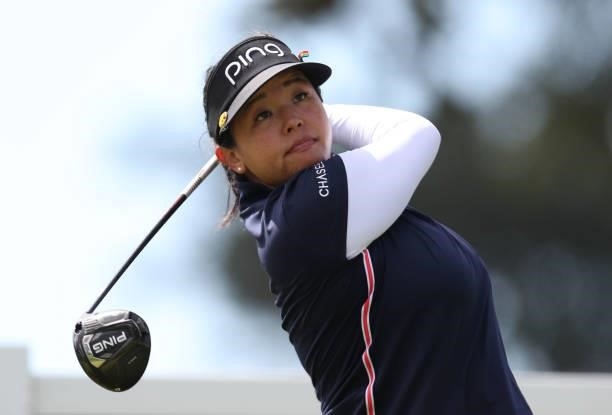 Jane Park of the United States tees of on the 6th hole during the first round of the LPGA Mediheal Championship at Lake Merced Golf Club on June 10,...
