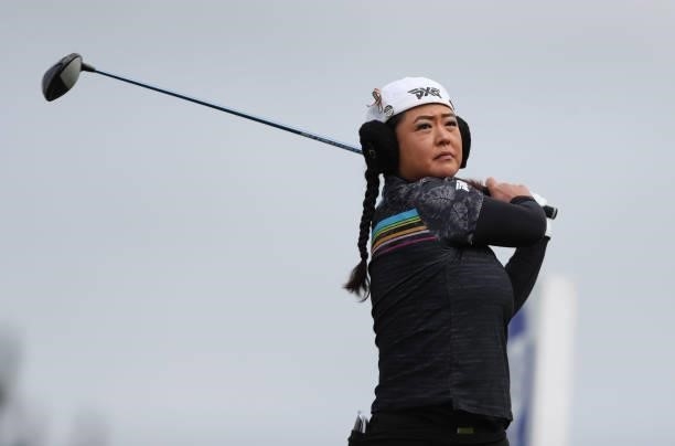 Christina Kim of the United States tees off from the 11th hole during the first round of the LPGA Mediheal Championship at Lake Merced Golf Club on...