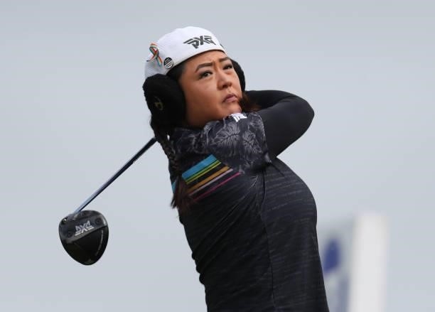 Christina Kim of the United States tees off from the 11th hole during the first round of the LPGA Mediheal Championship at Lake Merced Golf Club on...