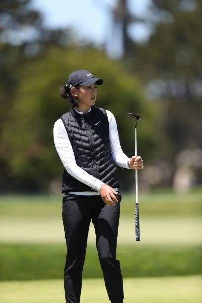 Michelle Wie West of the United States hits from the 5th hole during the first round of the LPGA Mediheal Championship at Lake Merced Golf Club on...