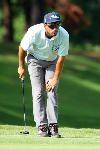 Ryan McCormack lines up a putt on the third hole during the first round of the BMW Charity Pro-Am presented by Synnex Corporation at the Thornblade...