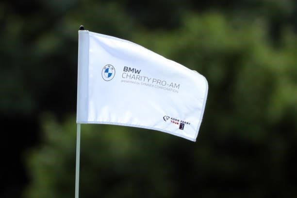 View of the pin flag on the fourth hole during the first round of the BMW Charity Pro-Am presented by Synnex Corporation at the Thornblade Club on...