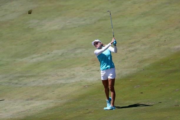 Lexi Thompson of the United States hits from the 7th hole during the first round of the LPGA Mediheal Championship at Lake Merced Golf Club on June...