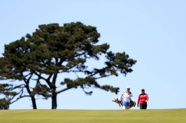 Inbee Park of South Korea walks up the 7th hole during the first round of the LPGA Mediheal Championship at Lake Merced Golf Club on June 10, 2021 in...