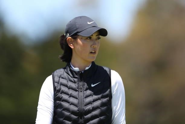 Michelle Wie West of the United States looks on from the 5th hole during the first round of the LPGA Mediheal Championship at Lake Merced Golf Club...