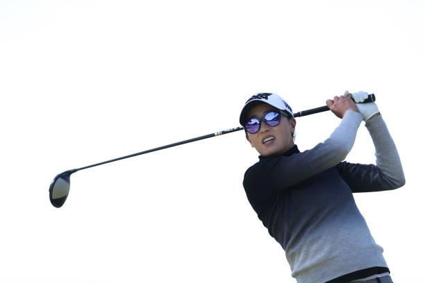 Jennifer Song of the United States hits from the 8th hole during the first round of the LPGA Mediheal Championship at Lake Merced Golf Club on June...