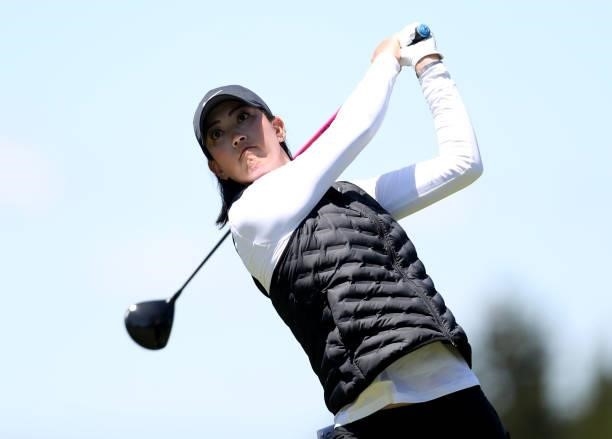 Michelle Wie West of the United States tees off from the 8th hole during the first round of the LPGA Mediheal Championship at Lake Merced Golf Club...