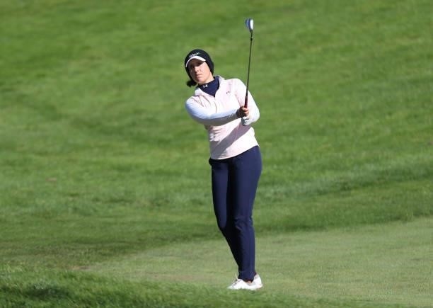 Albane Valenzuela of Switzerland hits from the 7th hole during the first round of the LPGA Mediheal Championship at Lake Merced Golf Club on June 10,...