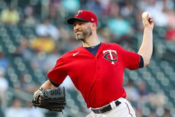 Happ of the Minnesota Twins delivers a pitch against the New York Yankees in the second inning of the game at Target Field on June 10, 2021 in...