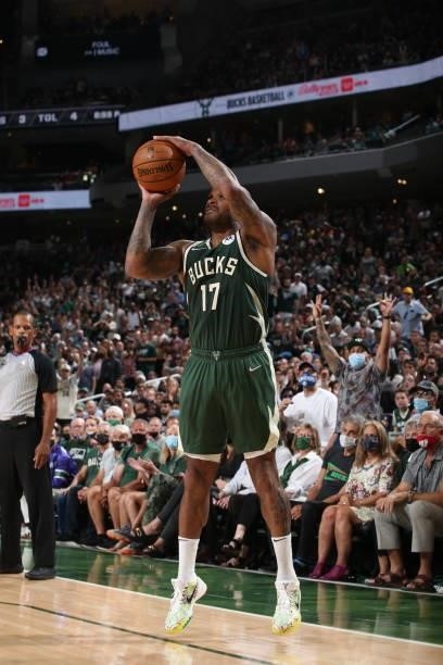 Tucker of the Milwaukee Bucks shoots the ball during the game against the Brooklyn Nets during Round 2, Game 3 of the 2021 NBA Playoffs on June 10,...