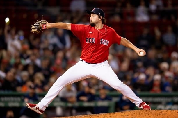 Josh Taylor of the Boston Red Sox delivers during the eighth inning of a game against the Houston Astros on June 10, 2021 at Fenway Park in Boston,...