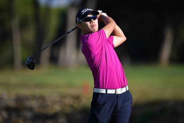 Jeong weon Ko of France tees off on the second hole during Day Two of the Challenge de Cadiz at Iberostar Real Club de Golf Novo Sancti Petri on June...