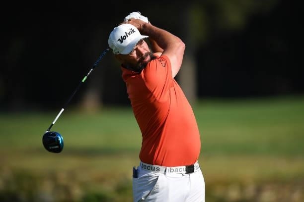 Mikael Lundberg of Sweden tees off on the second hole during Day Two of the Challenge de Cadiz at Iberostar Real Club de Golf Novo Sancti Petri on...