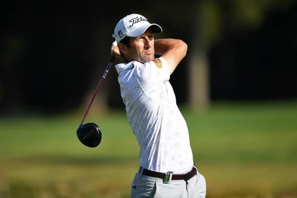 Grégory Bourdy of France tees off on the second hole during Day Two of the Challenge de Cadiz at Iberostar Real Club de Golf Novo Sancti Petri on...