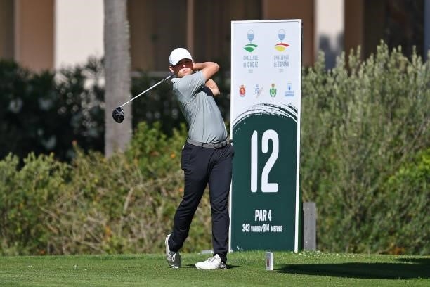 Kristof Ulenaers of Belgium tees off on the twelve hole during Day Two of the Challenge de Cadiz at Iberostar Real Club de Golf Novo Sancti Petri on...