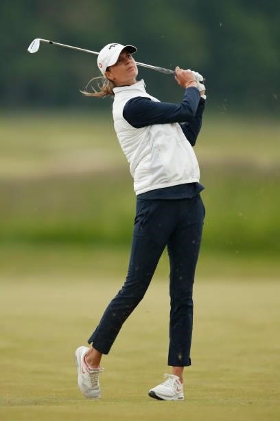 Tonje Daffinrud of Norway hits her second shot on the 12th hole during the second round of The Scandinavian Mixed Hosted by Henrik and Annika at...