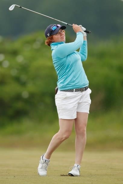 Felicity Johnson of England hits her second shot on the 12th hole during the second round of The Scandinavian Mixed Hosted by Henrik and Annika at...