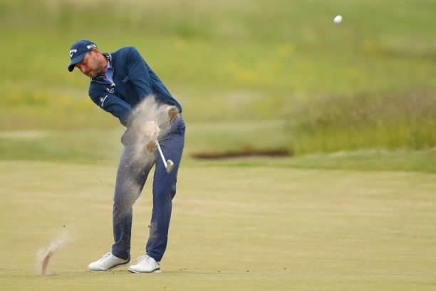 David Howell of England hits his second shot on the 12th hole during the second round of The Scandinavian Mixed Hosted by Henrik and Annika at Vallda...