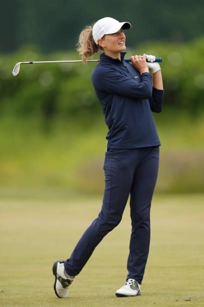 Johanna Gustavsson of Sweden hits her second shot on the 12th hole during the second round of The Scandinavian Mixed Hosted by Henrik and Annika at...