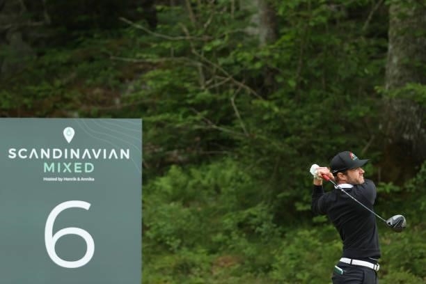Kalle Samooja of Finland tees off on the 6th hole during the second round of The Scandinavian Mixed Hosted by Henrik and Annika at Vallda Golf &...
