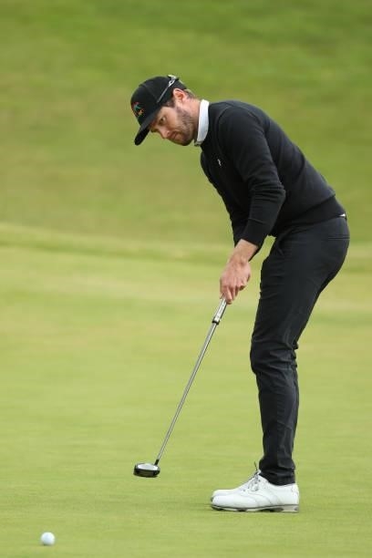 Kalle Samooja of Finland putts on the 6th hole during the second round of The Scandinavian Mixed Hosted by Henrik and Annika at Vallda Golf & Country...