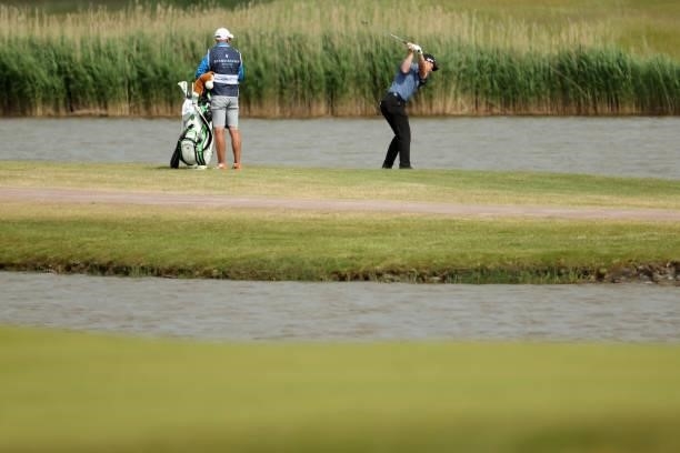 David Horsey of England hits an approach shot on the 4th hole during the second round of The Scandinavian Mixed Hosted by Henrik and Annika at Vallda...