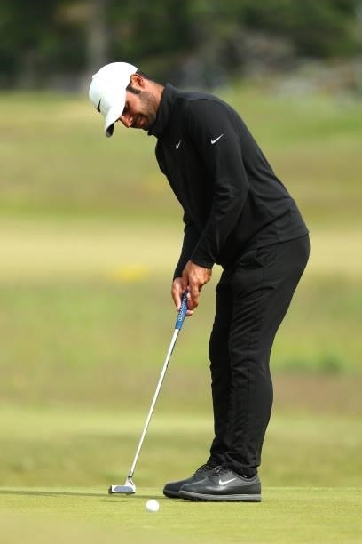 Shubhankar Sharma of India putts on the 6th hole during the second round of The Scandinavian Mixed Hosted by Henrik and Annika at Vallda Golf &...
